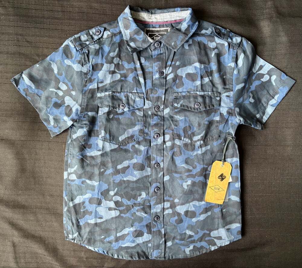 ROK Boys Navy Camo Button-Down Shirt Size 8(S)